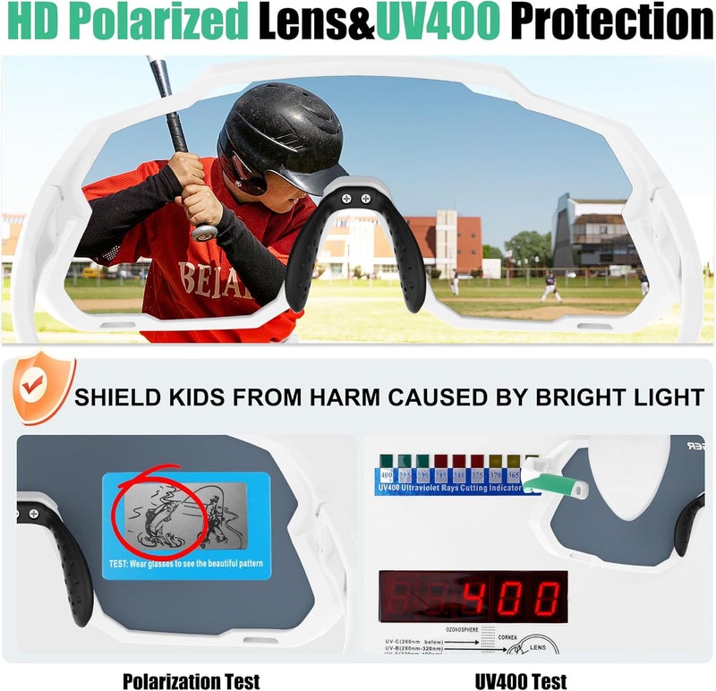 Xtiger Kids Sunglasses Polarized Youth Baseball Sunglasses for 8-14 boys girls UV400 Sports Softball Cycling Glasses - Image 4